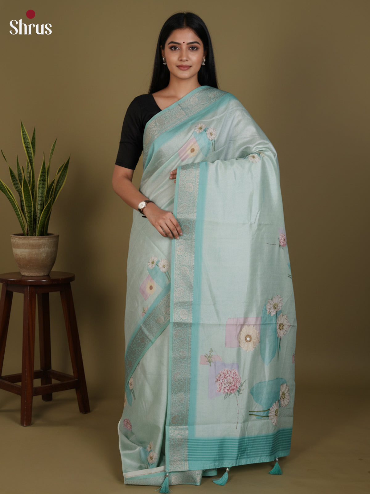 DJS25197 - Printed Semi Tussar Saree