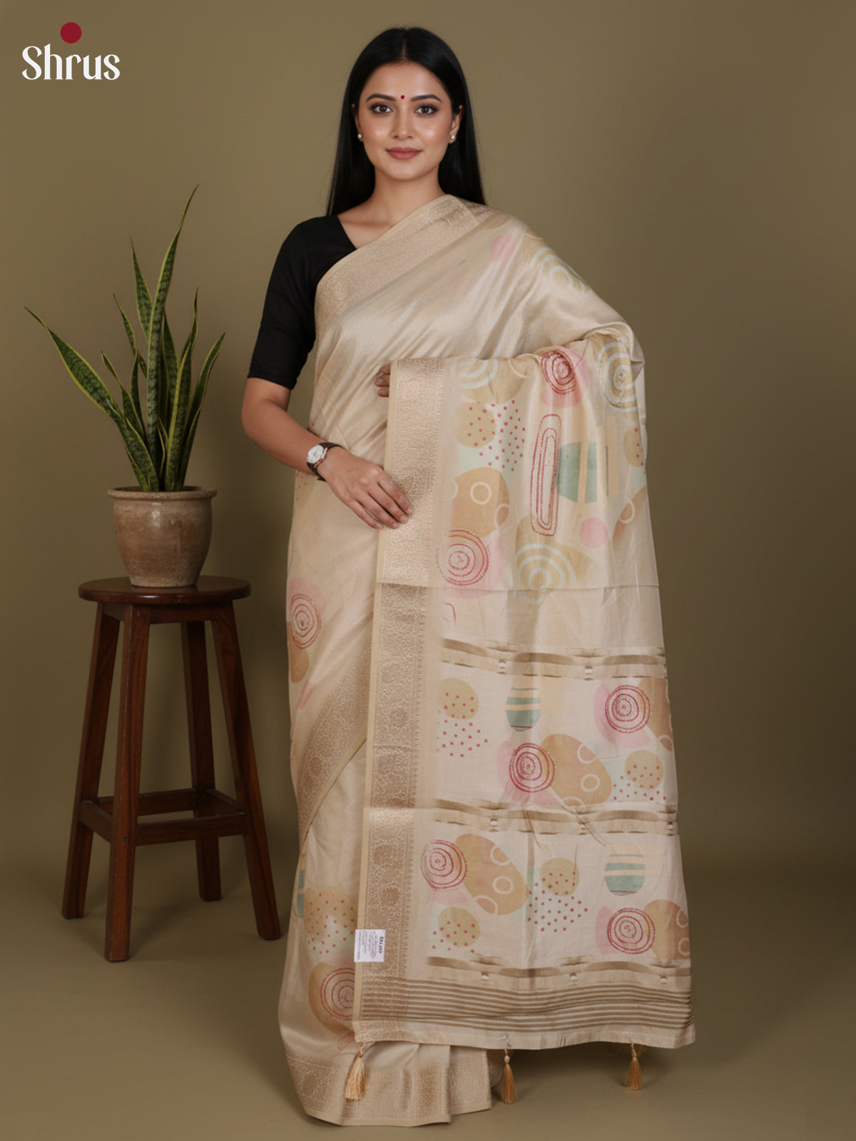 DJS25199 - Printed Semi Tussar Saree - Shop on Shrus.com