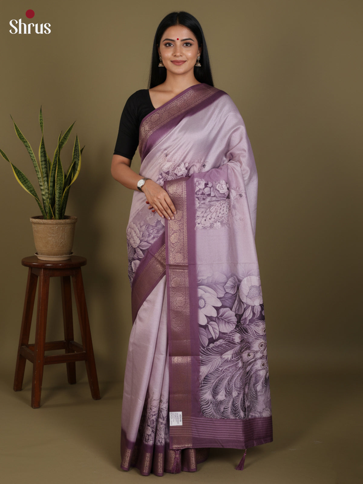 DJS25202 - Printed Semi Tussar Saree - Shop on Shrus.com