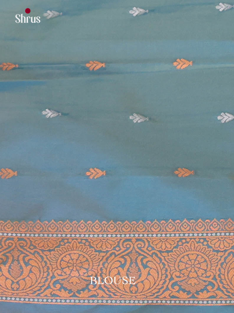 Orangish Pink & Green- Semi Softsilk Saree