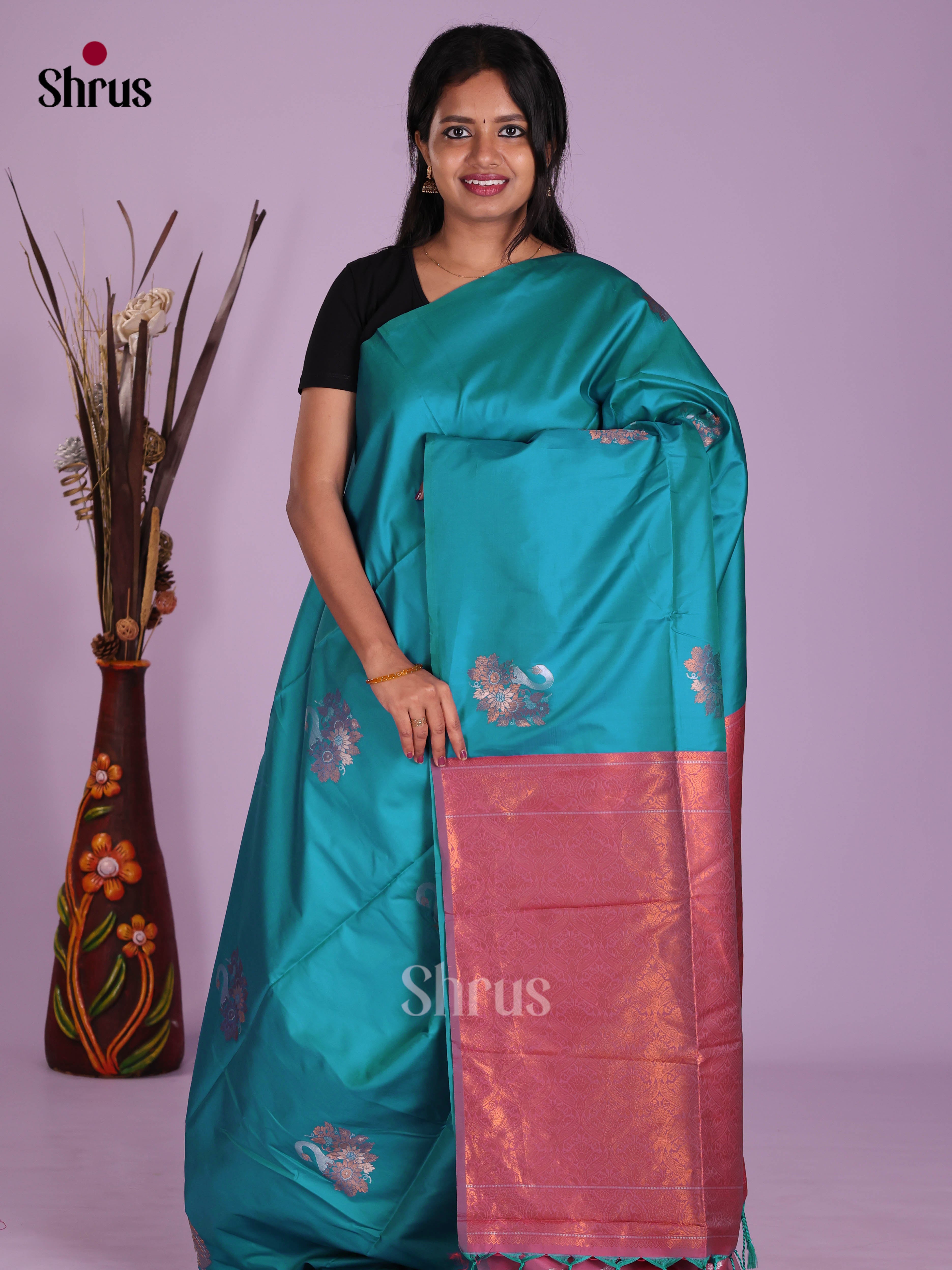 Blue - Semi Softsilk Saree