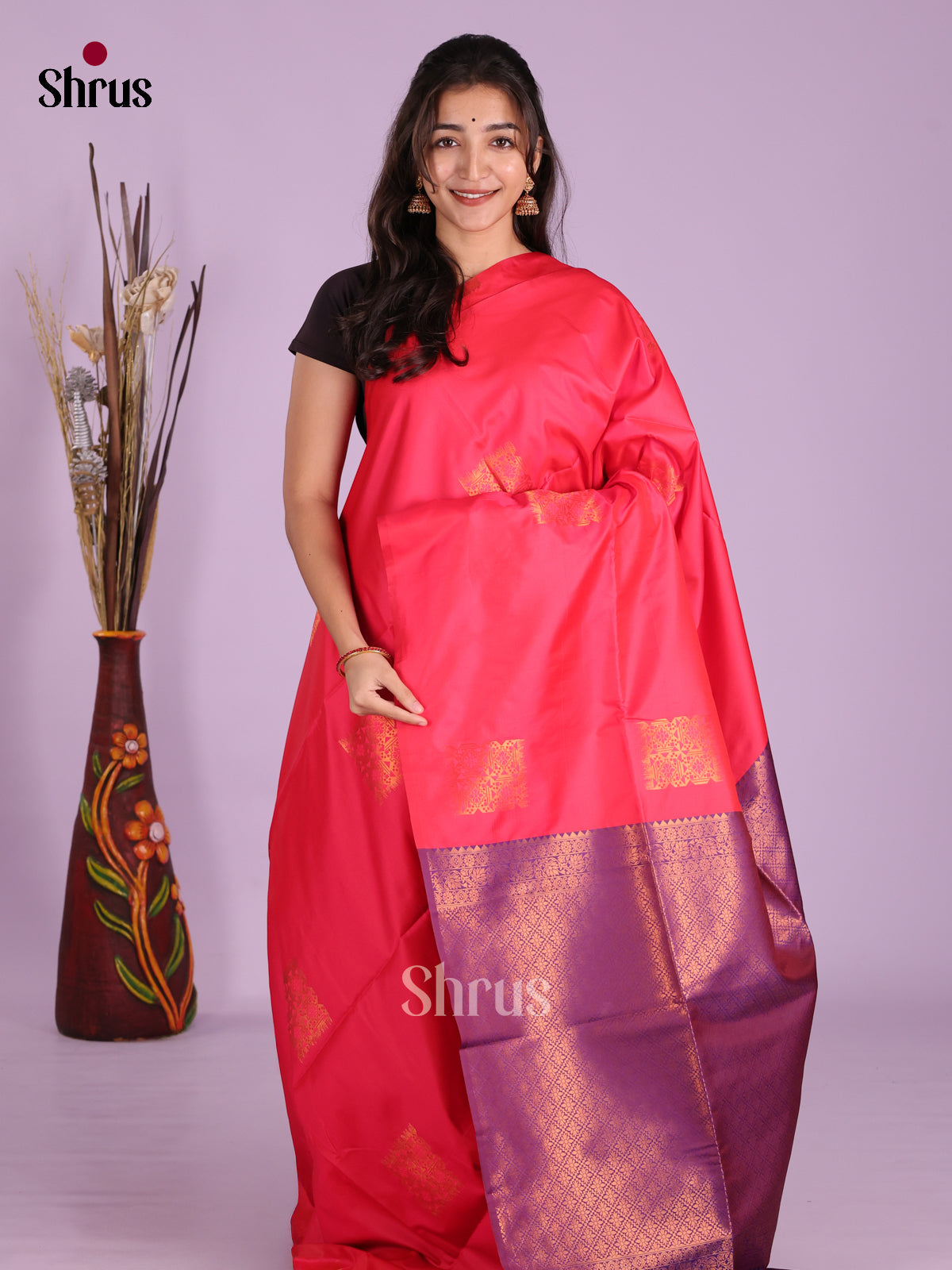Pink & Purple - Semi Softsilk Saree