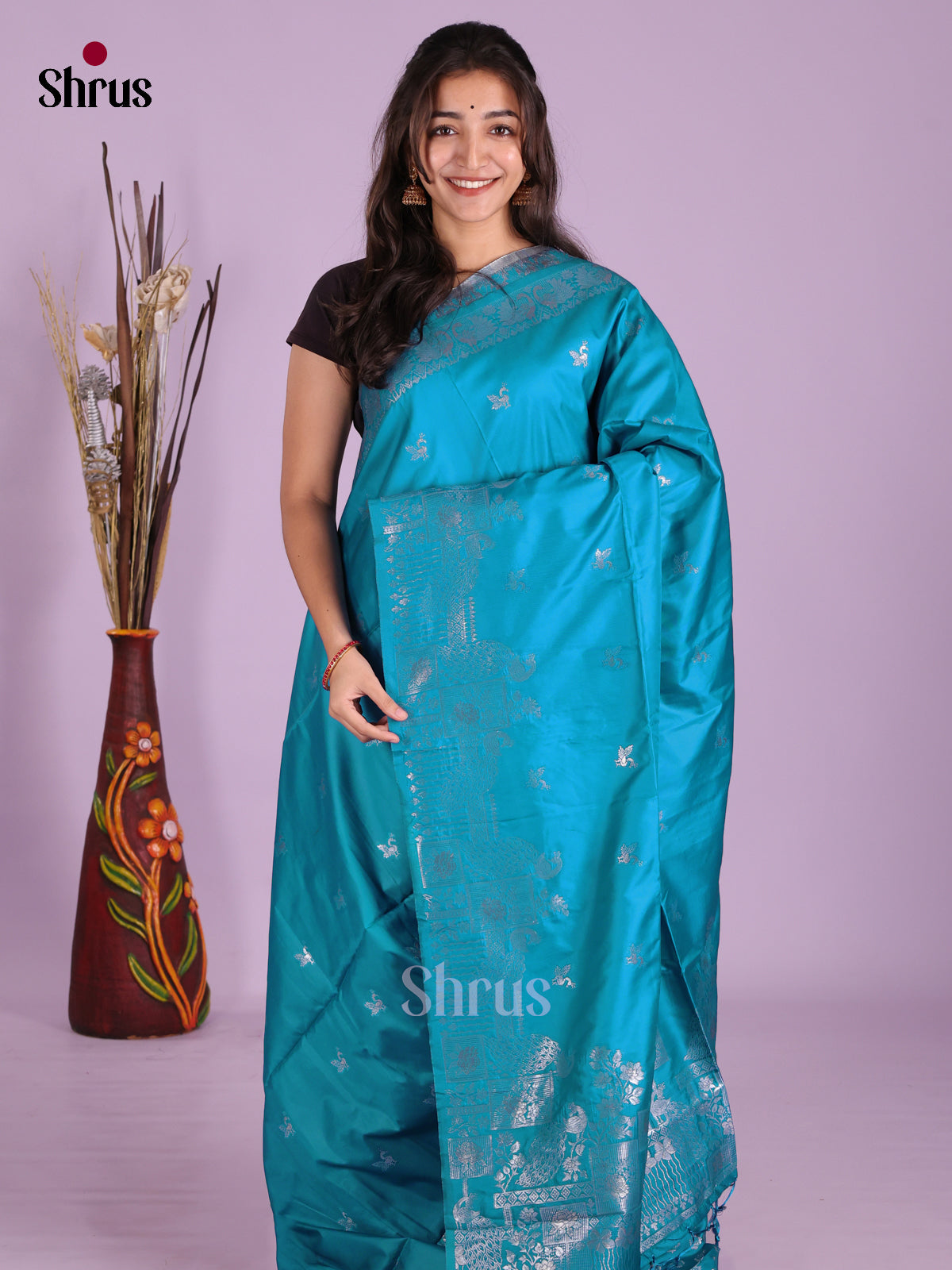 Blue- Semi Softsilk Saree
