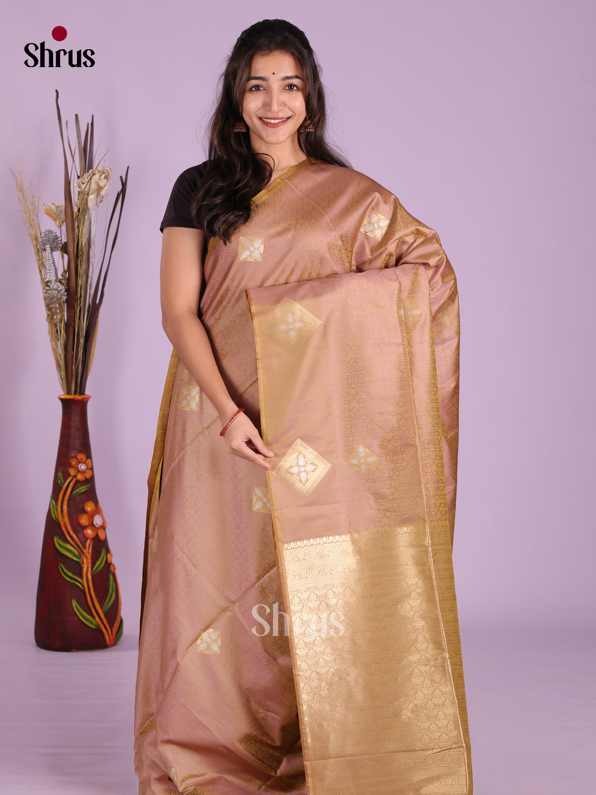 Dusty Brown- Semi Softsilk Saree