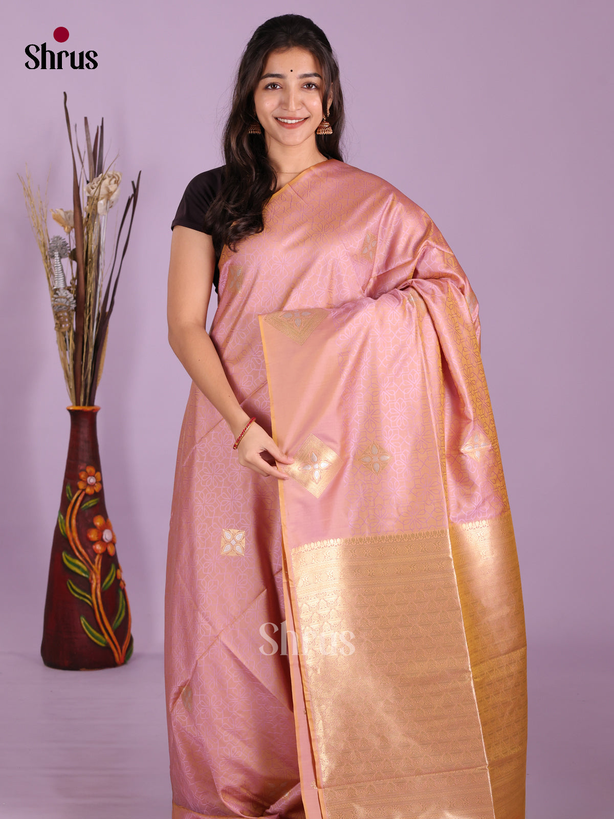 Pastel Pink - Semi Softsilk Saree