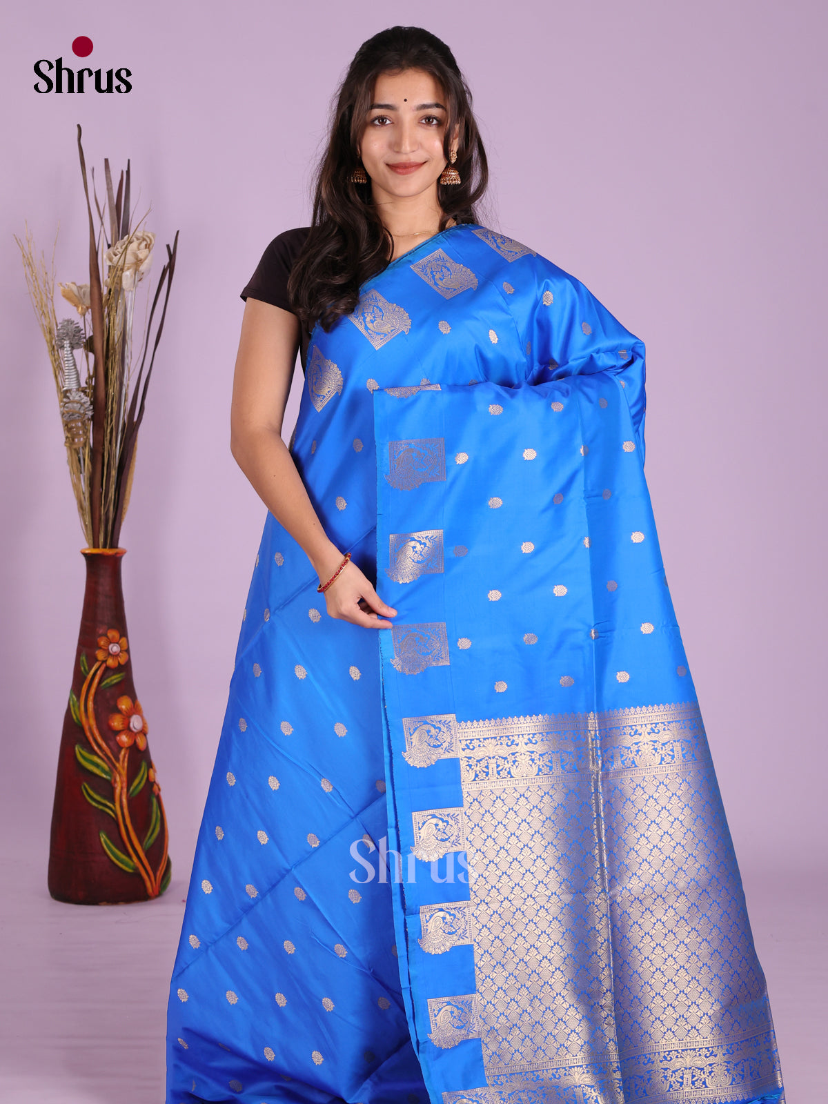 Blue - Semi Softsilk Saree