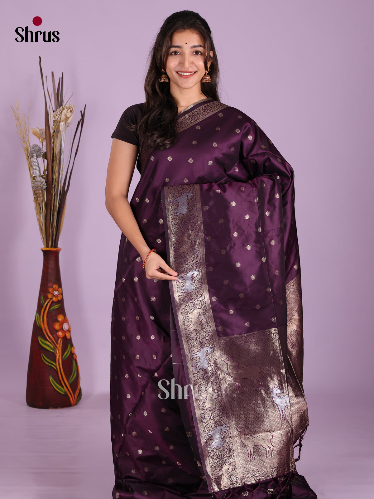 Violet- Semi Softsilk Saree