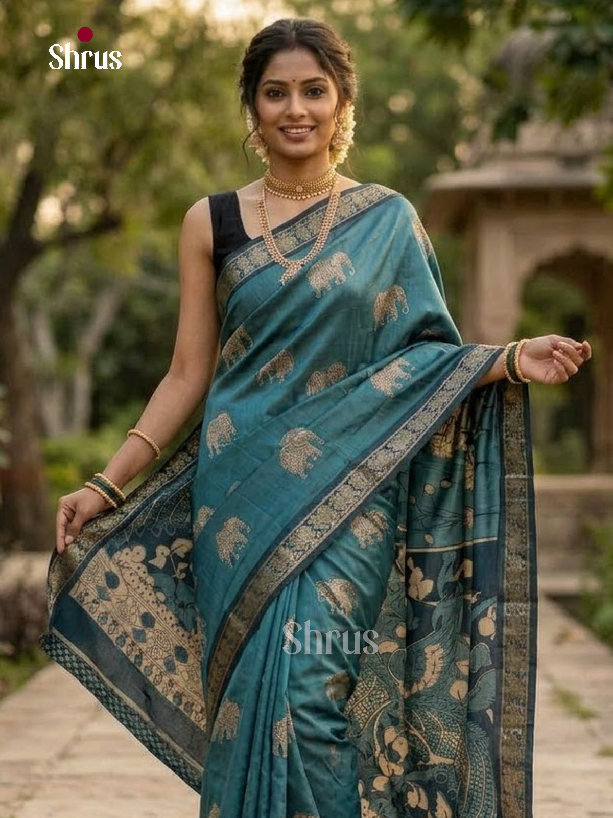 Teal - Semi Modal Saree