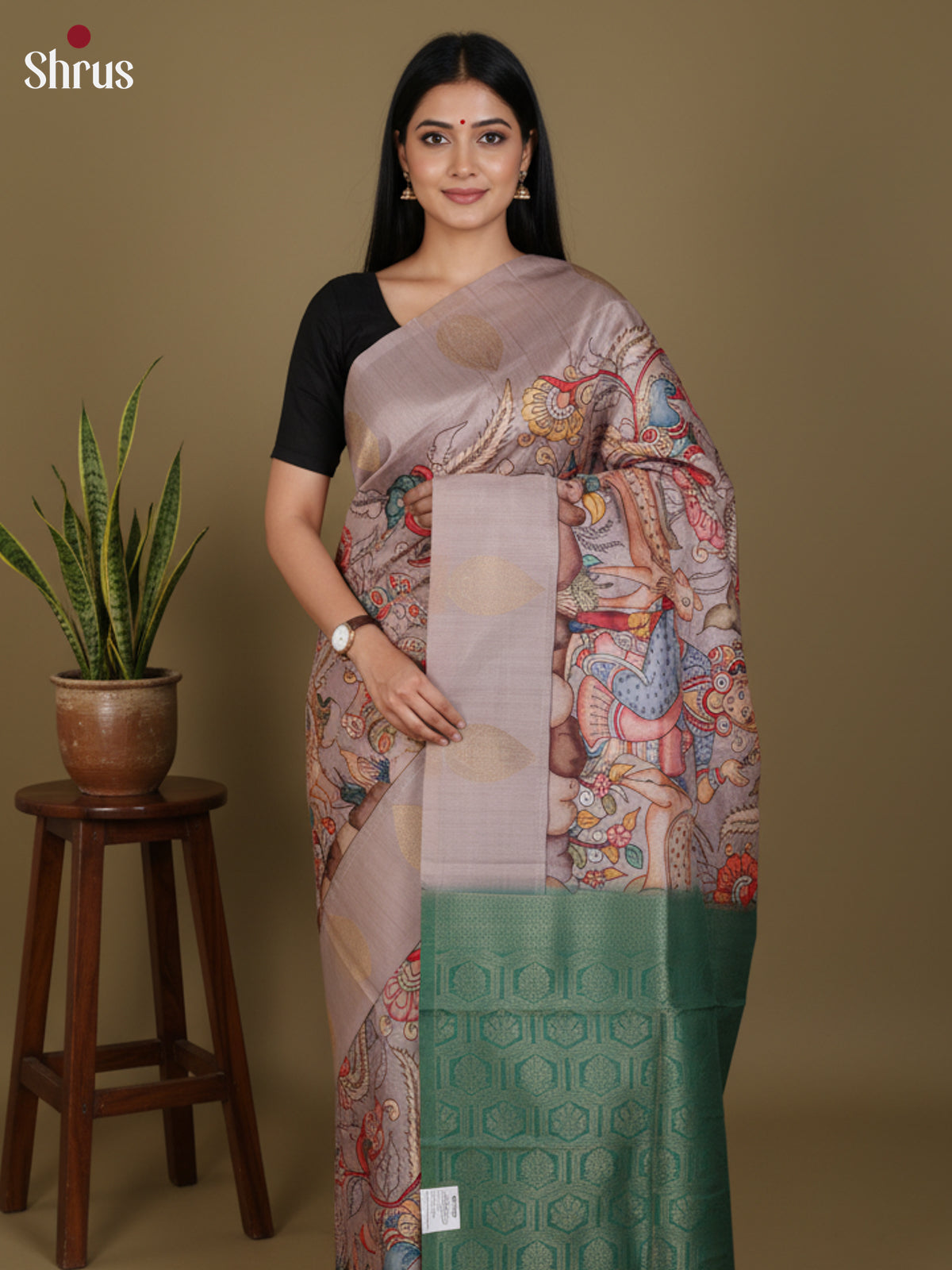 DJS27190 - Semi Tussar Saree - Shop on Shrus.com