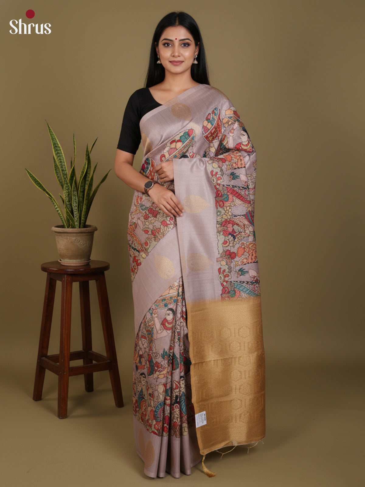 DJS27191 - Semi Tussar Saree - Shop on Shrus.com