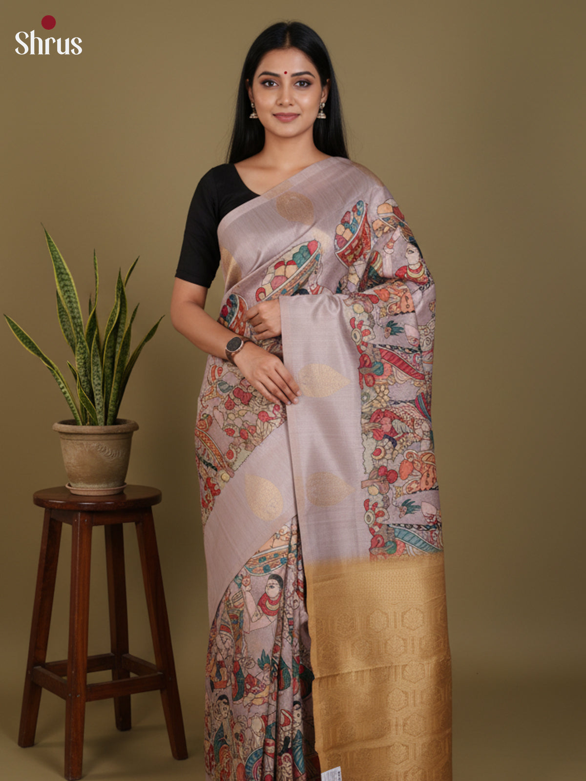 DJS27191 - Semi Tussar Saree - Shop on Shrus.com