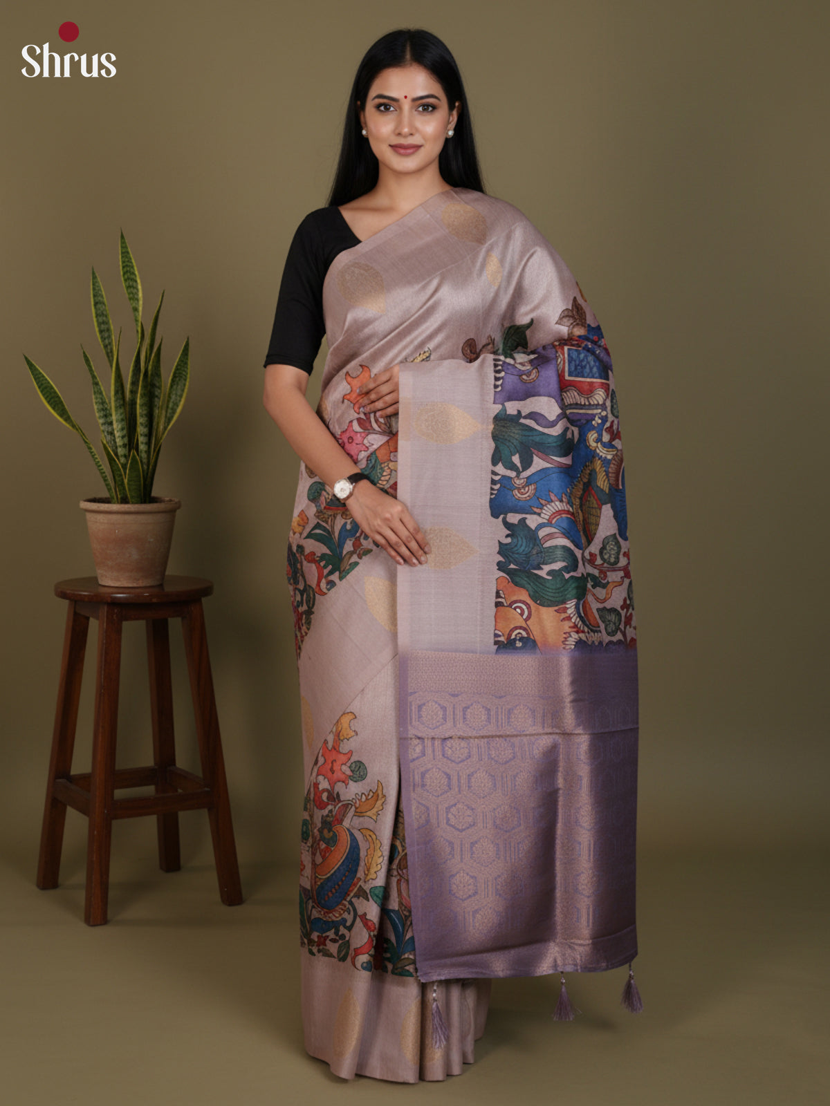 DJS27192 - Semi Tussar Saree - Shop on Shrus.com