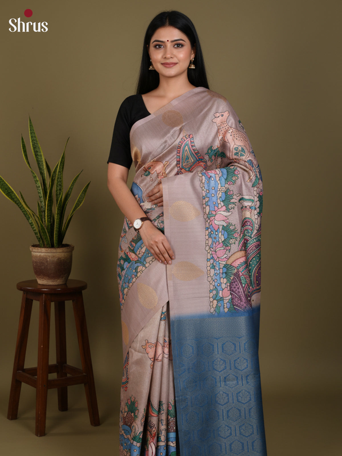 DJS27195 - Semi Tussar Saree - Shop on Shrus.com