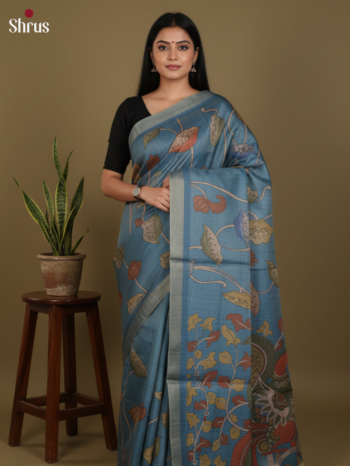 DJS27216 - Semi Tussar Saree - Shop on Shrus.com