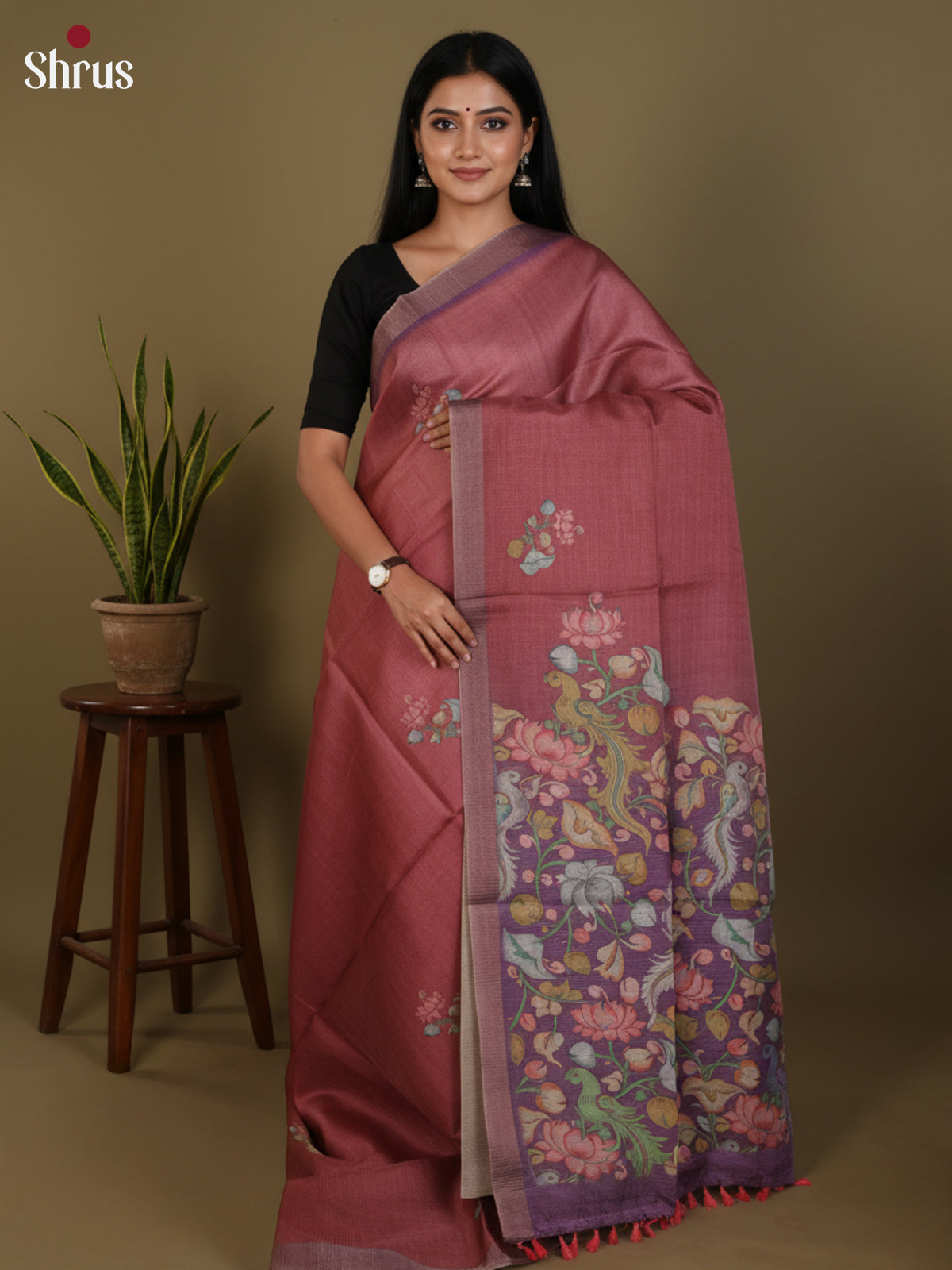 DJS27221 - Semi Tussar Saree - Shop on Shrus.com