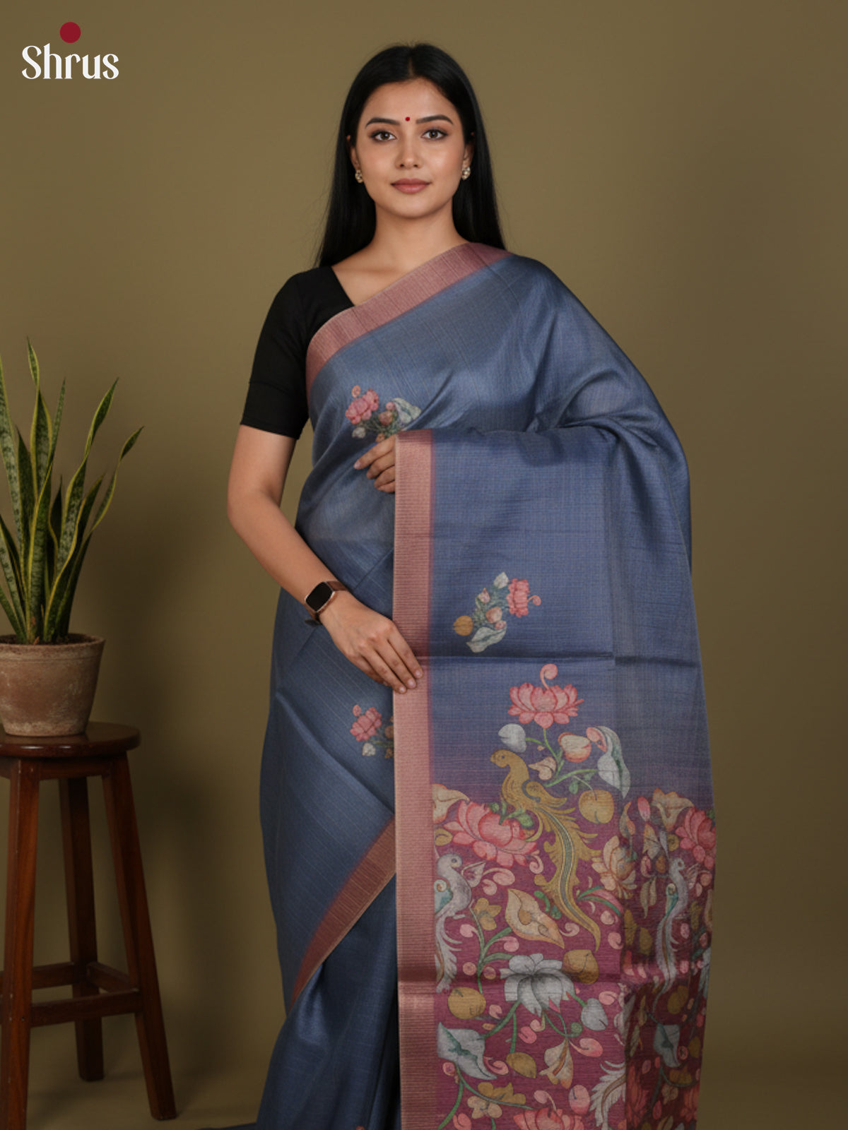 DJS27223 - Semi Tussar Saree - Shop on Shrus.com