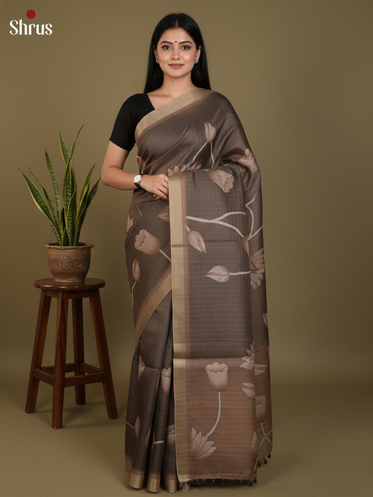 DJS27224 - Semi Tussar Saree - Shop on Shrus.com