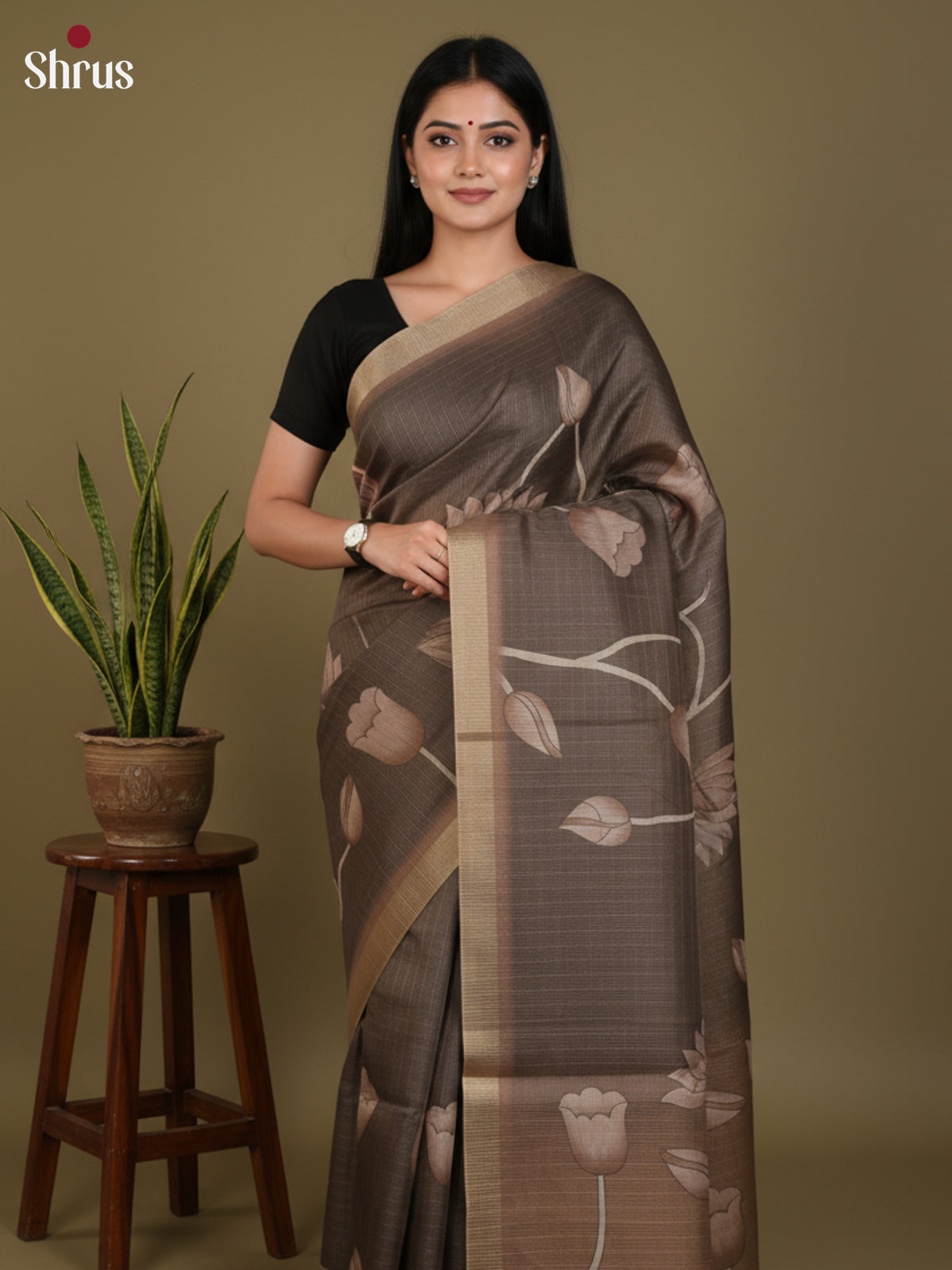 DJS27224 - Semi Tussar Saree - Shop on Shrus.com