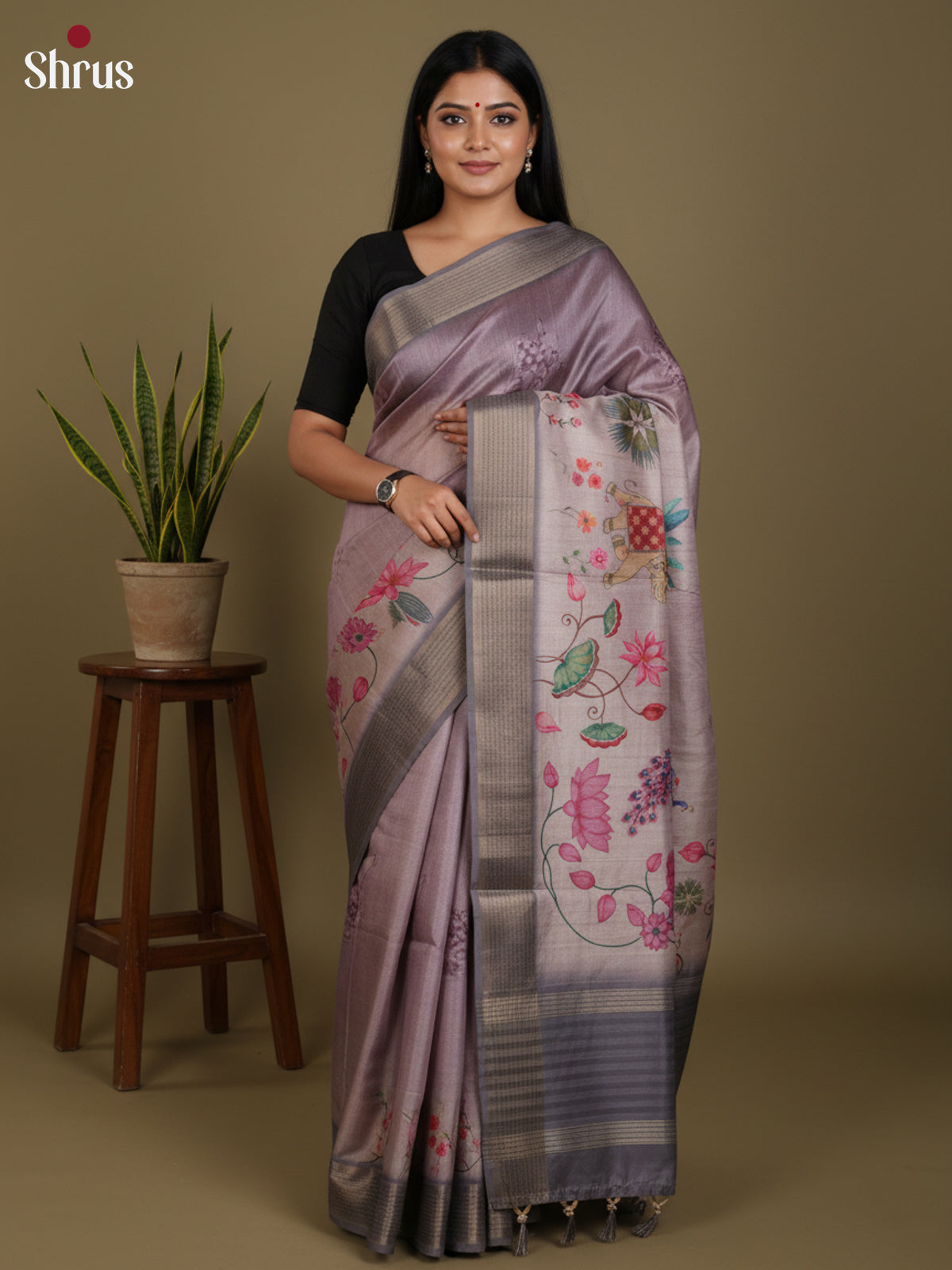 DJS27229 - Semi Tussar Saree - Shop on Shrus.com