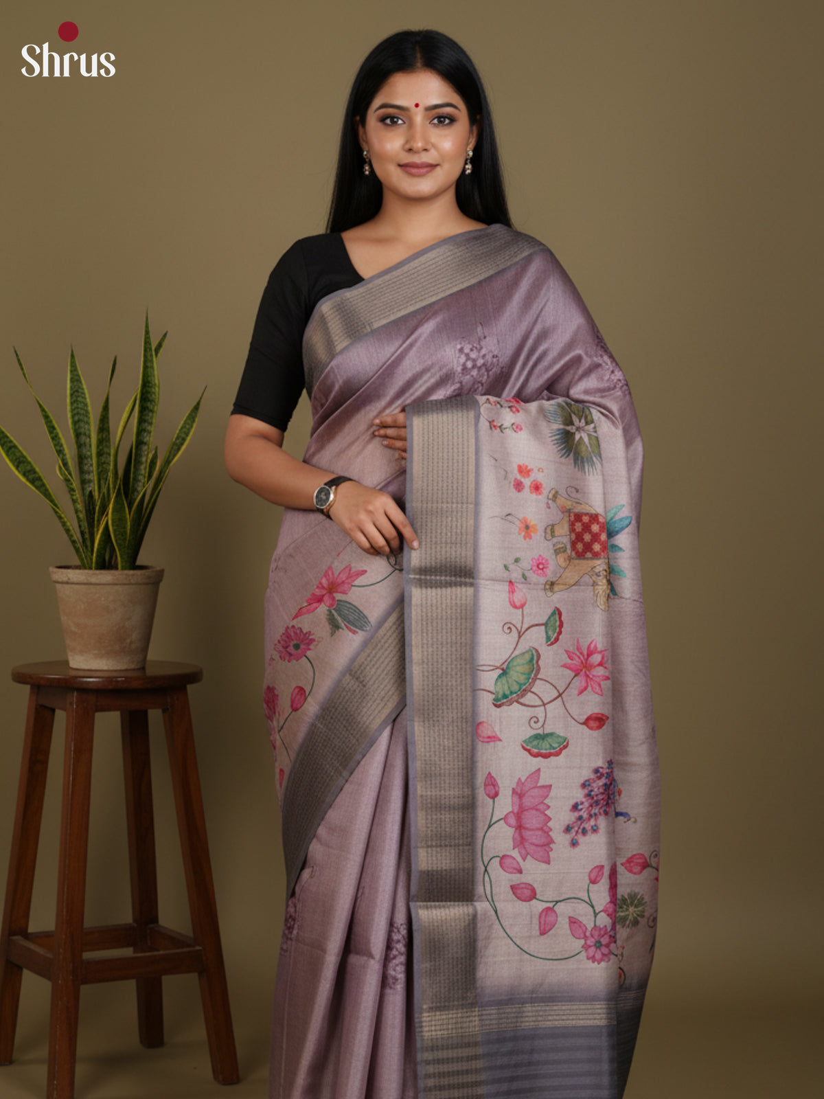 DJS27229 - Semi Tussar Saree - Shop on Shrus.com