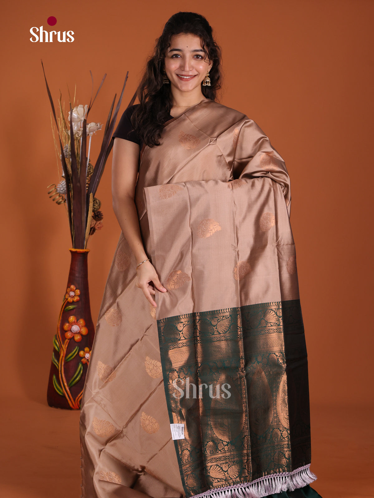 Grey & Green - Semi Softsilk Saree - Shop on Shrus.com