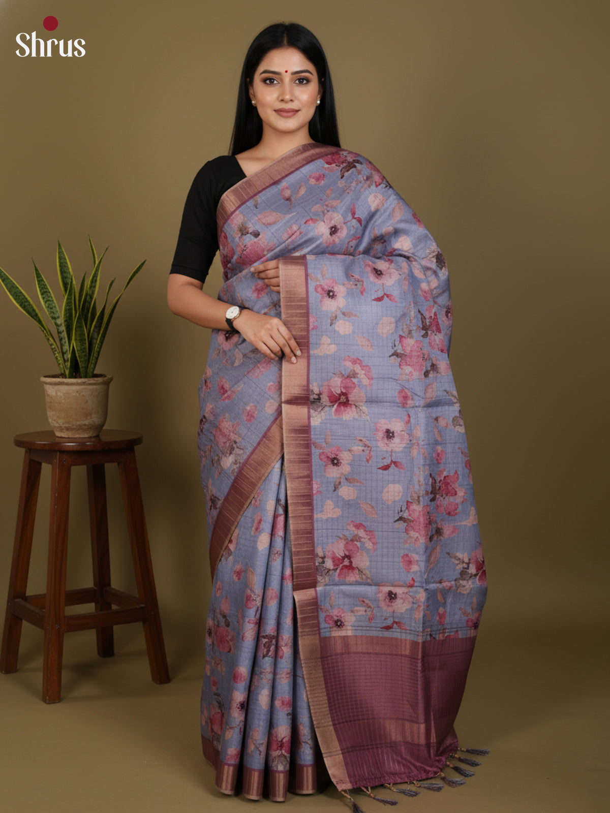 DJS30073 - Semi Tussar Saree - Shop on Shrus.com