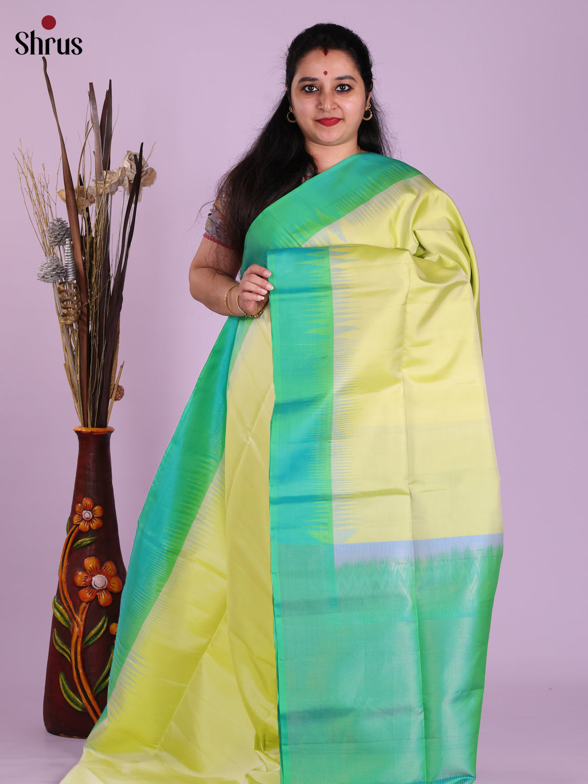 Charming Light Green & Green Soft Silk Saree with zari stripes & Brocade pallu