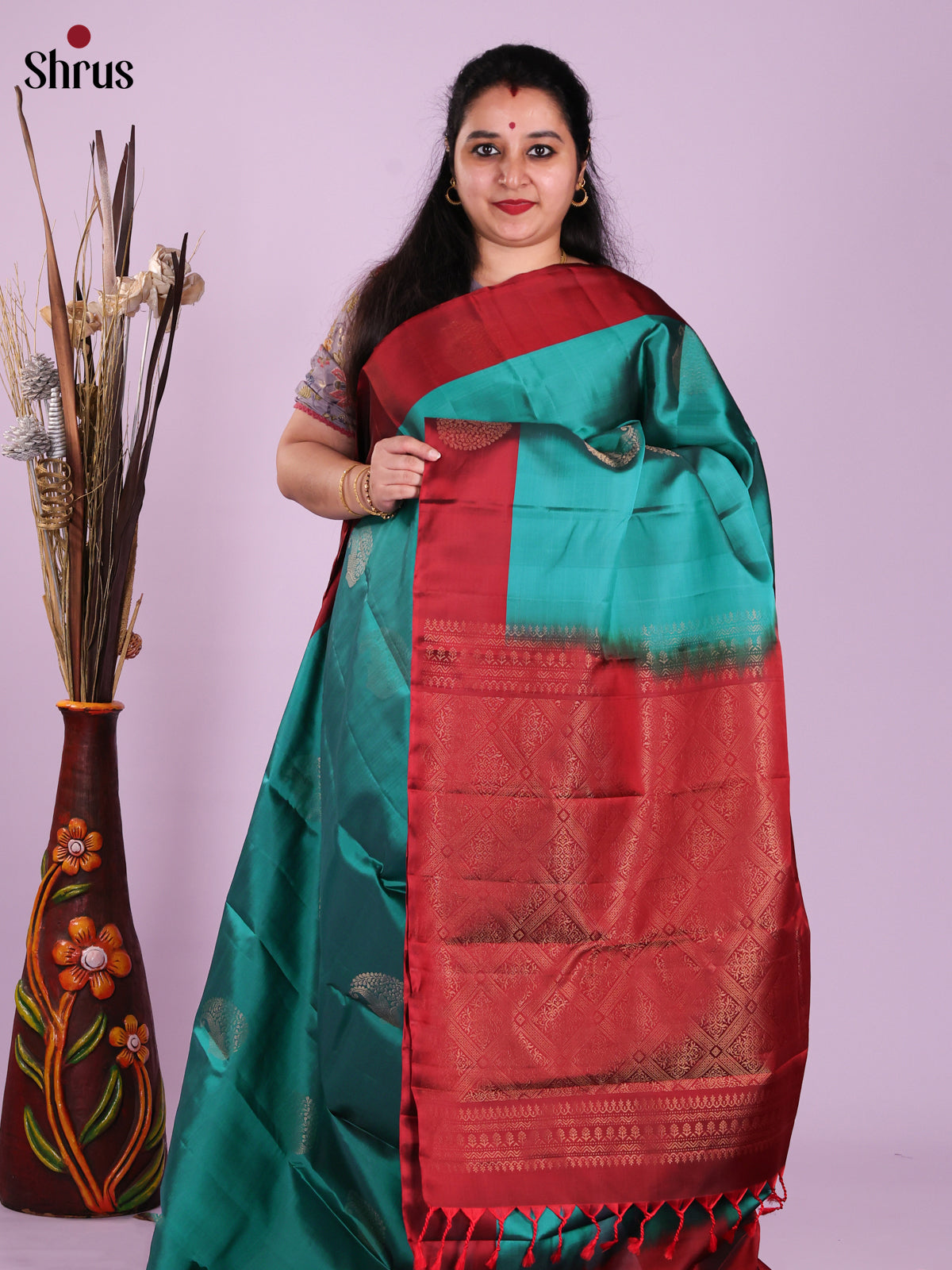 Blue & Maroon- Softsilk-halfpure Saree