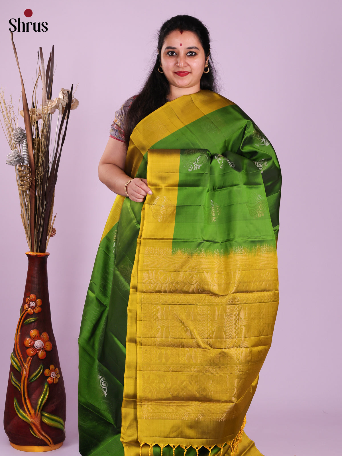 Green & Mehandi - Softsilk-halfpure Saree