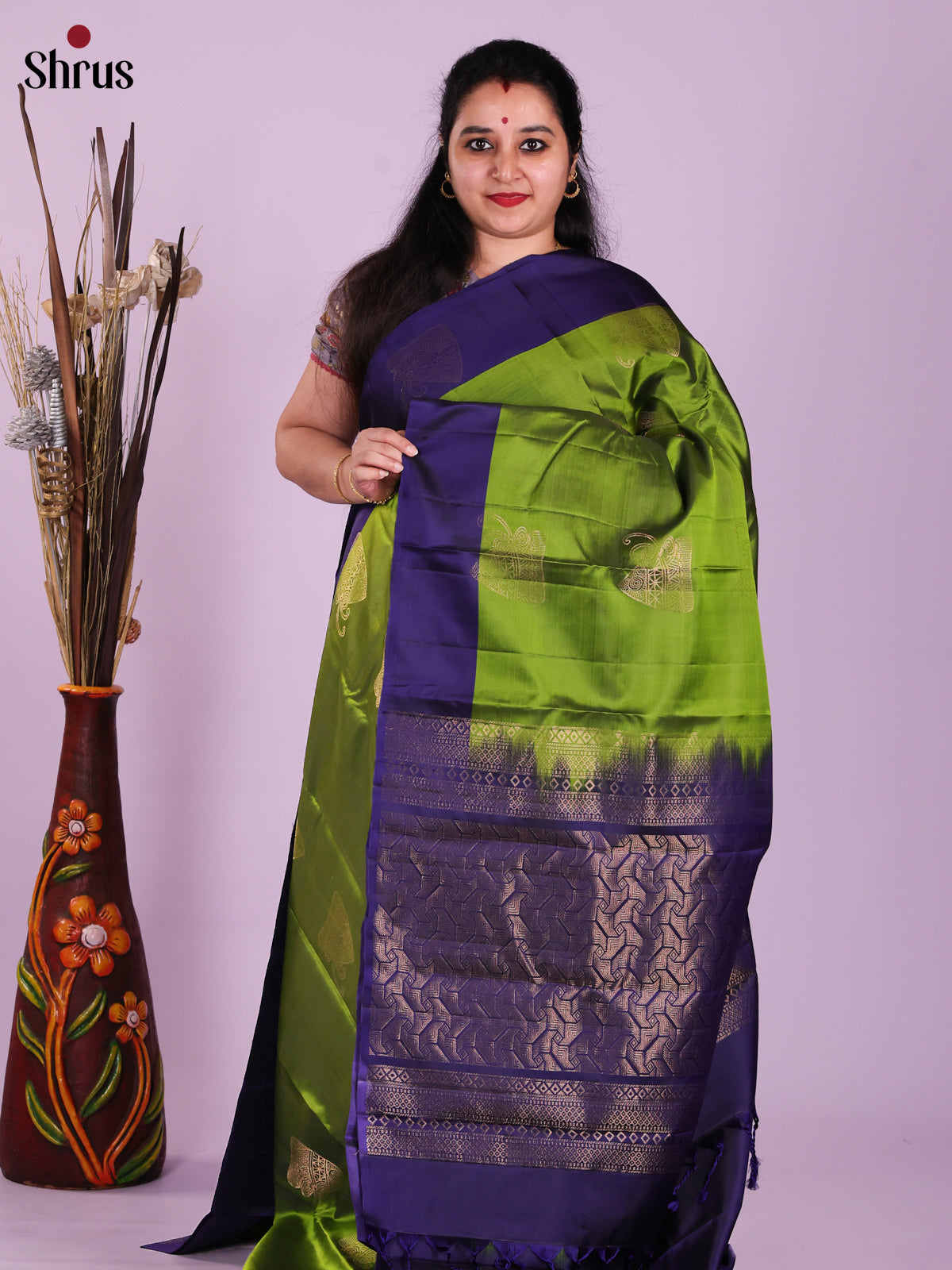 Green & Blue- Softsilk-halfpure Saree - Shop on Shrus.com