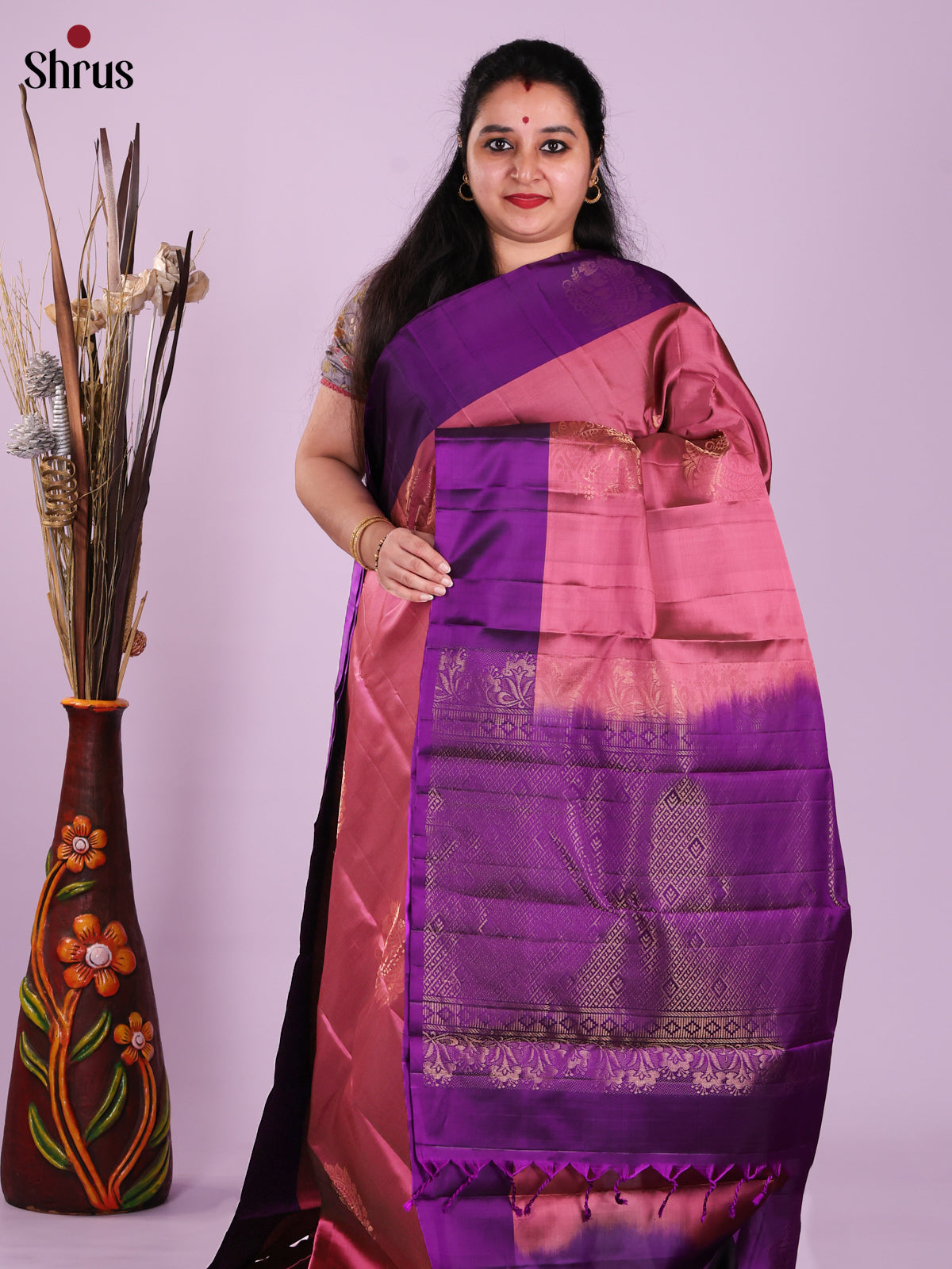 Pink & Violet - Softsilk-halfpure Saree