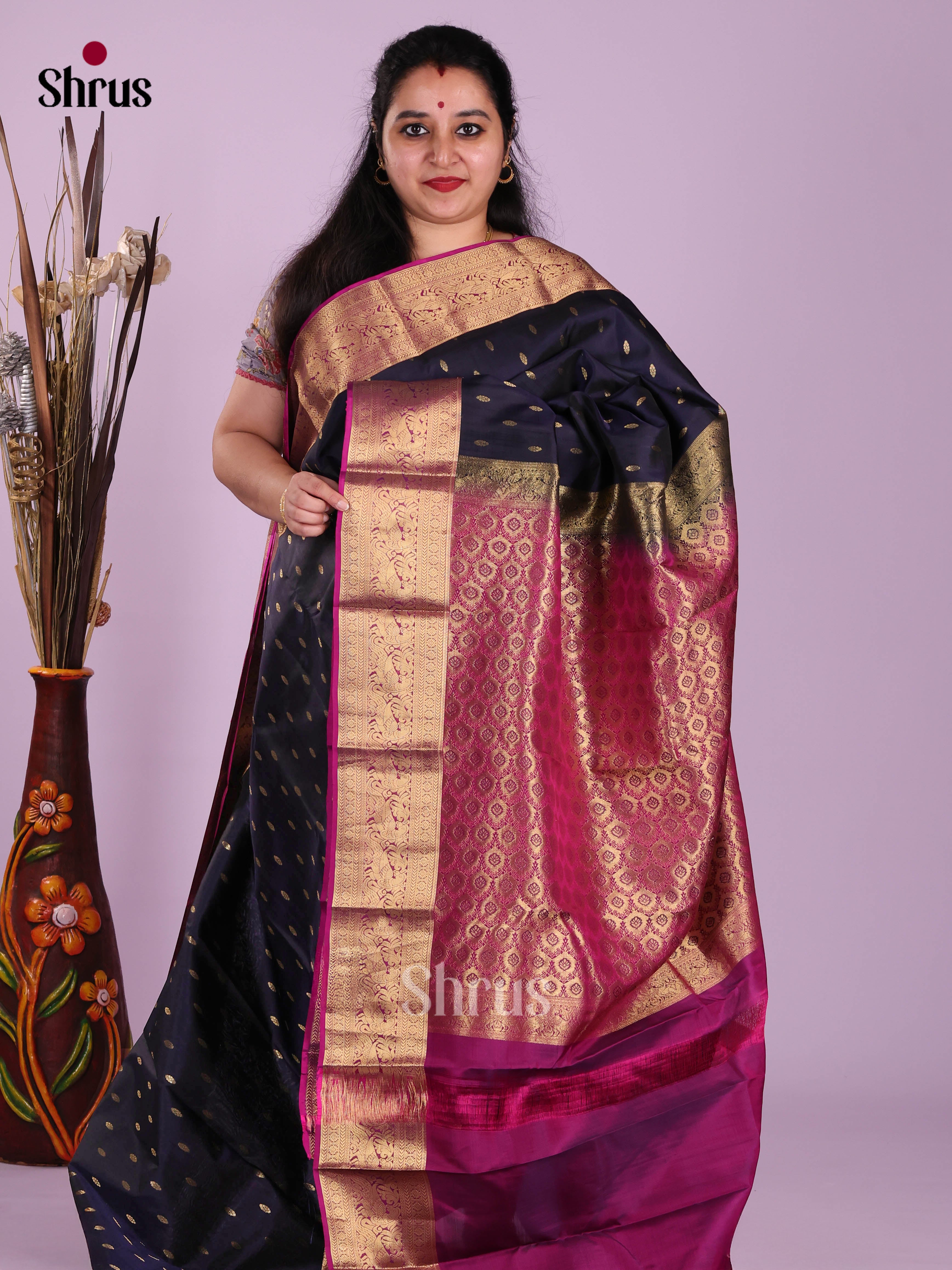 Blue & Purple- Kanchipuram-halfpure Saree