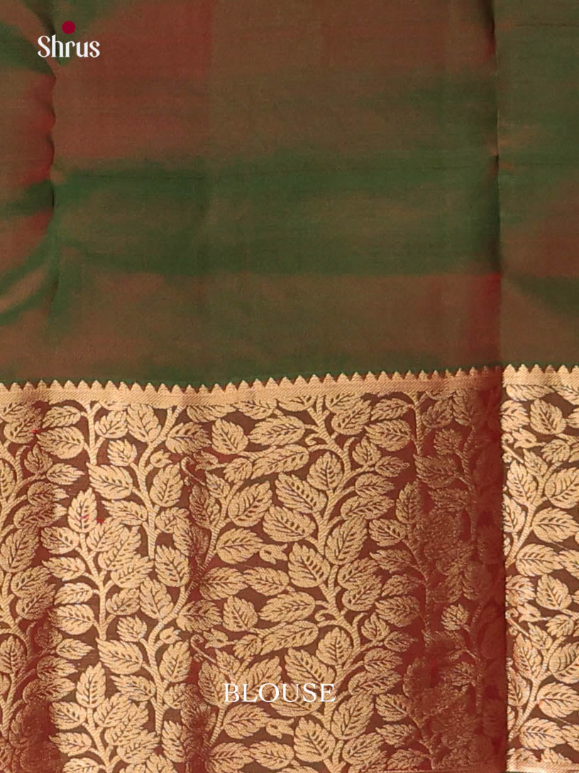 Red & Green - Kanchipuram-halfpure Saree