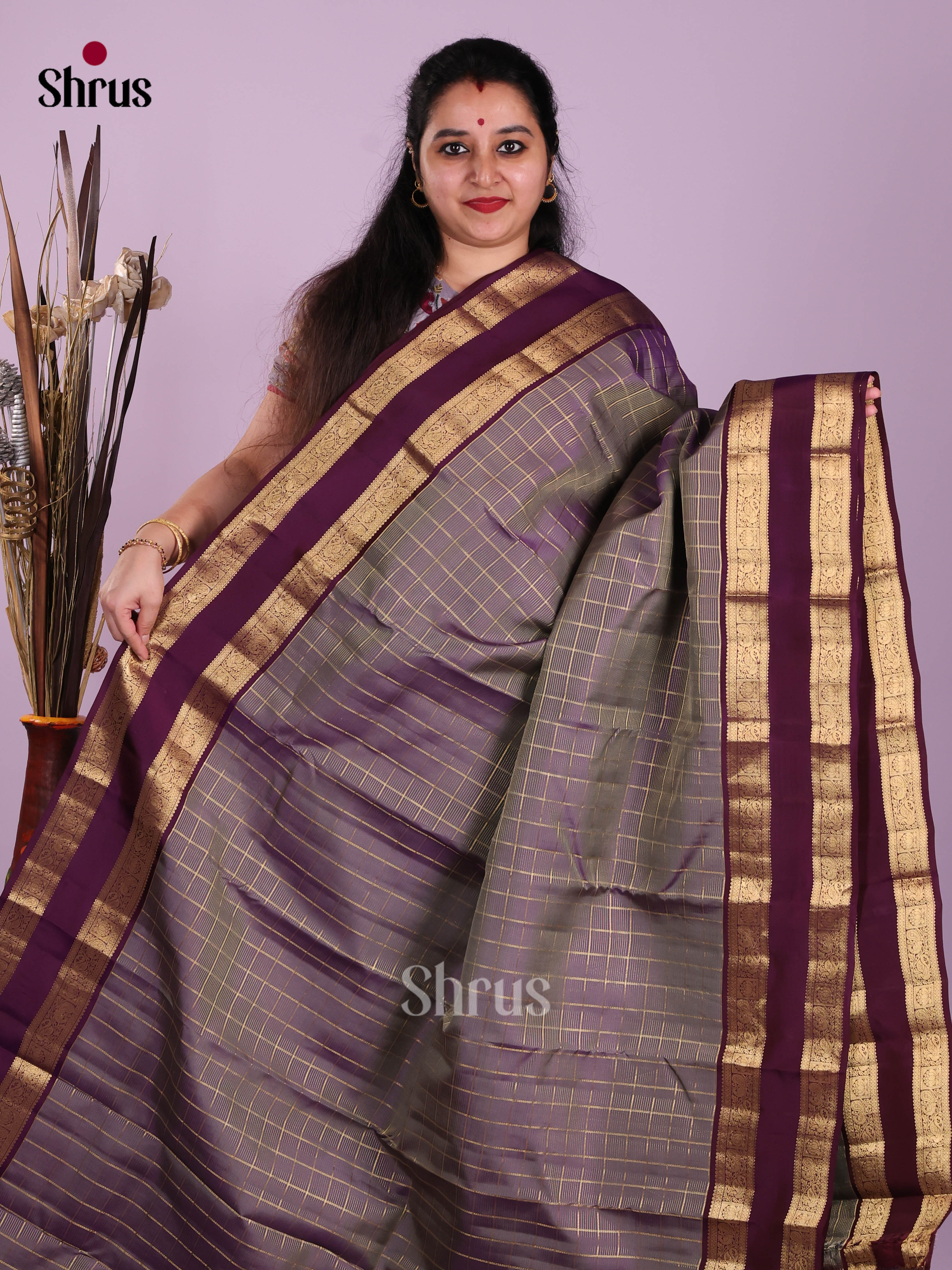 Purple & Violet- Kanchipuram-halfpure Saree