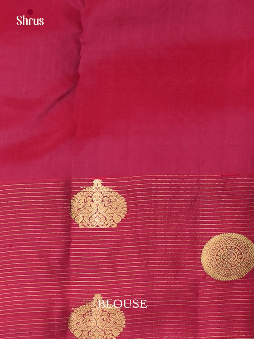 Peacock Green & Maroon - Kanchipuram-halfpure Saree