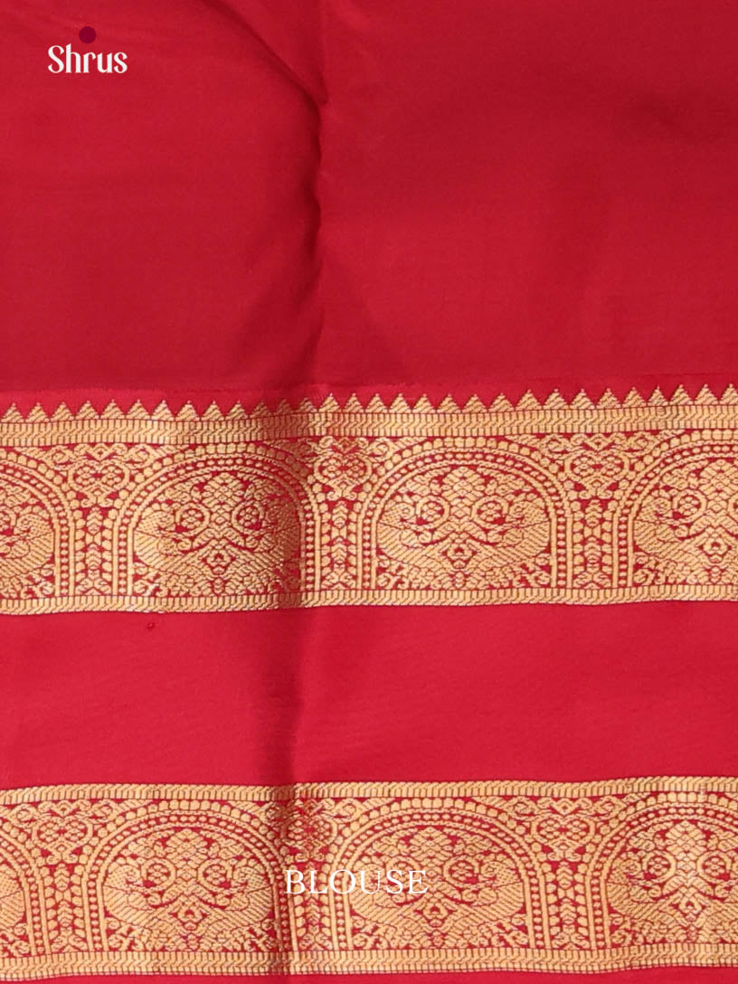 Cream & Red - Kanchipuram-halfpure Saree