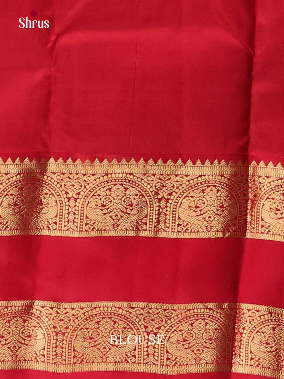 Yellow & Red - Kanchipuram-halfpure Saree