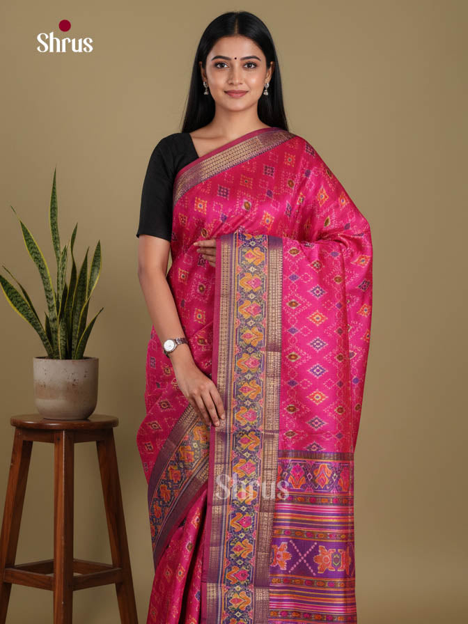 Pink & Purple - Semi Patola Saree