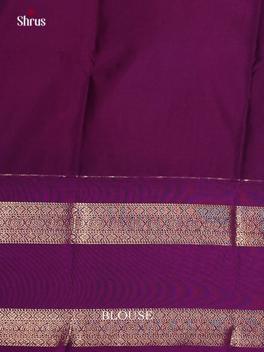 Orangish Pink & Violet - Semi Kanchipuram Saree - Shop on Shrus.com