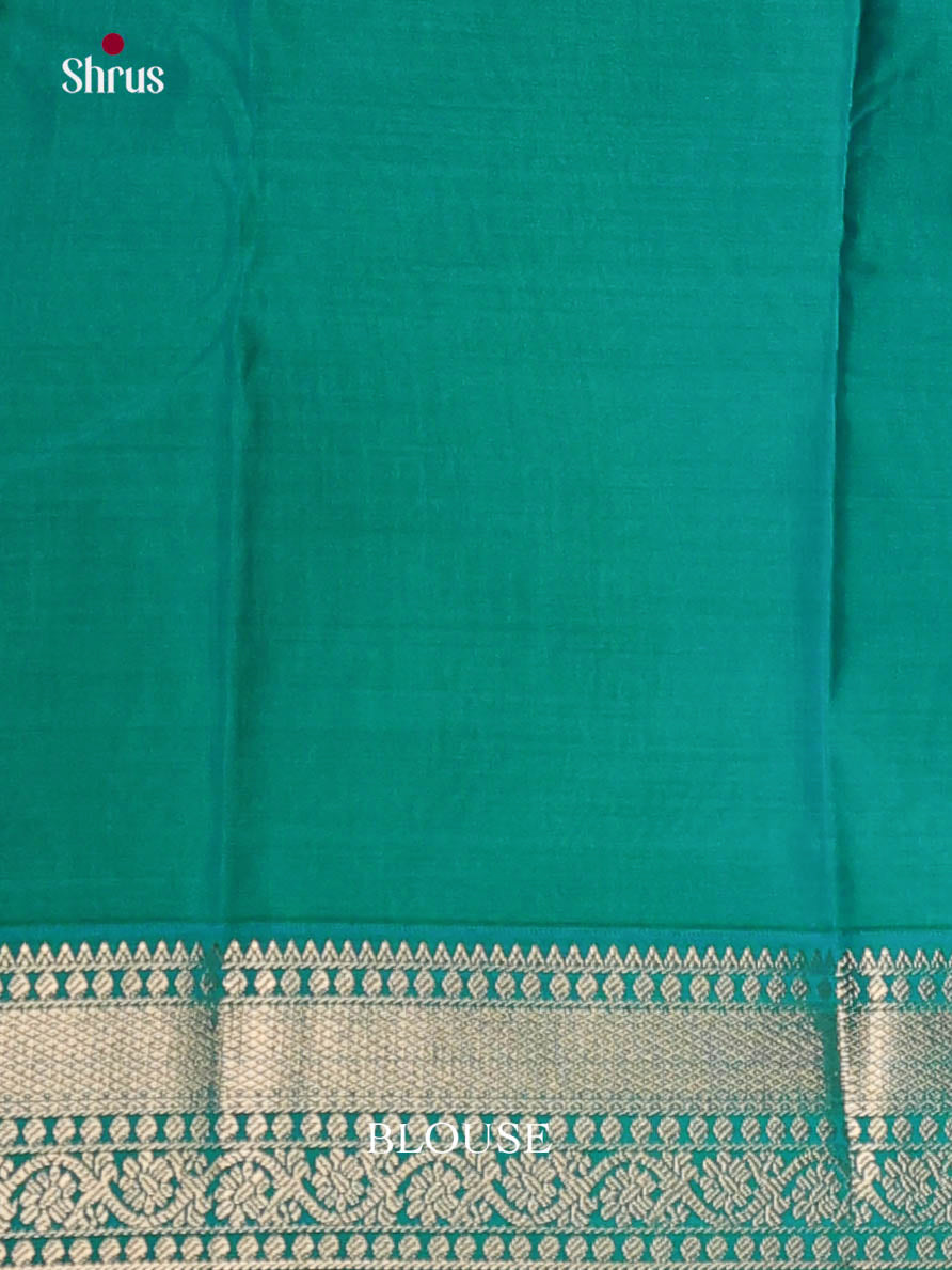 Mustardy Green & Green - Semi Kanchipuram Saree - Shop on Shrus.com