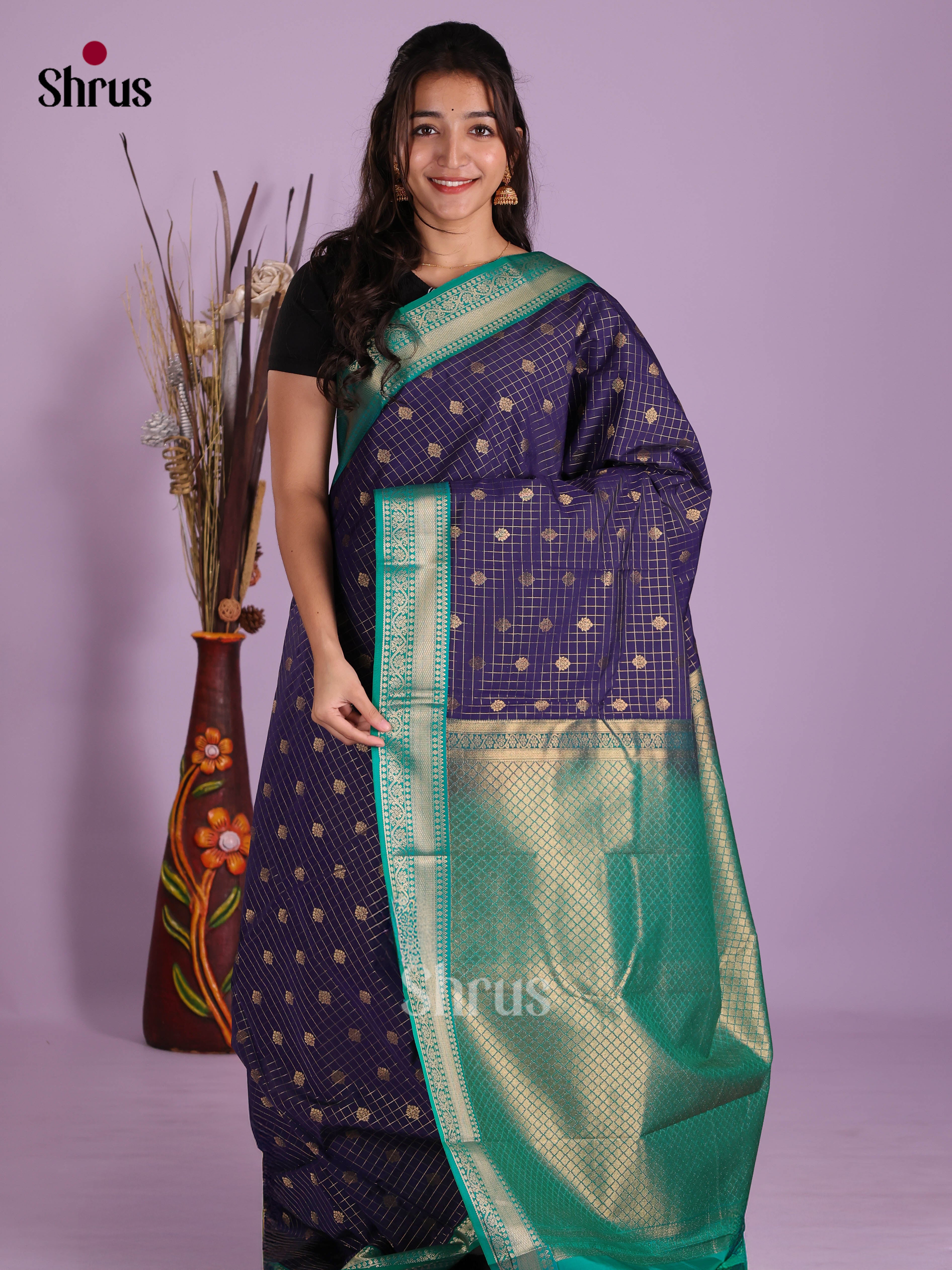 Blue & Green- Semi Kanchipuram Saree