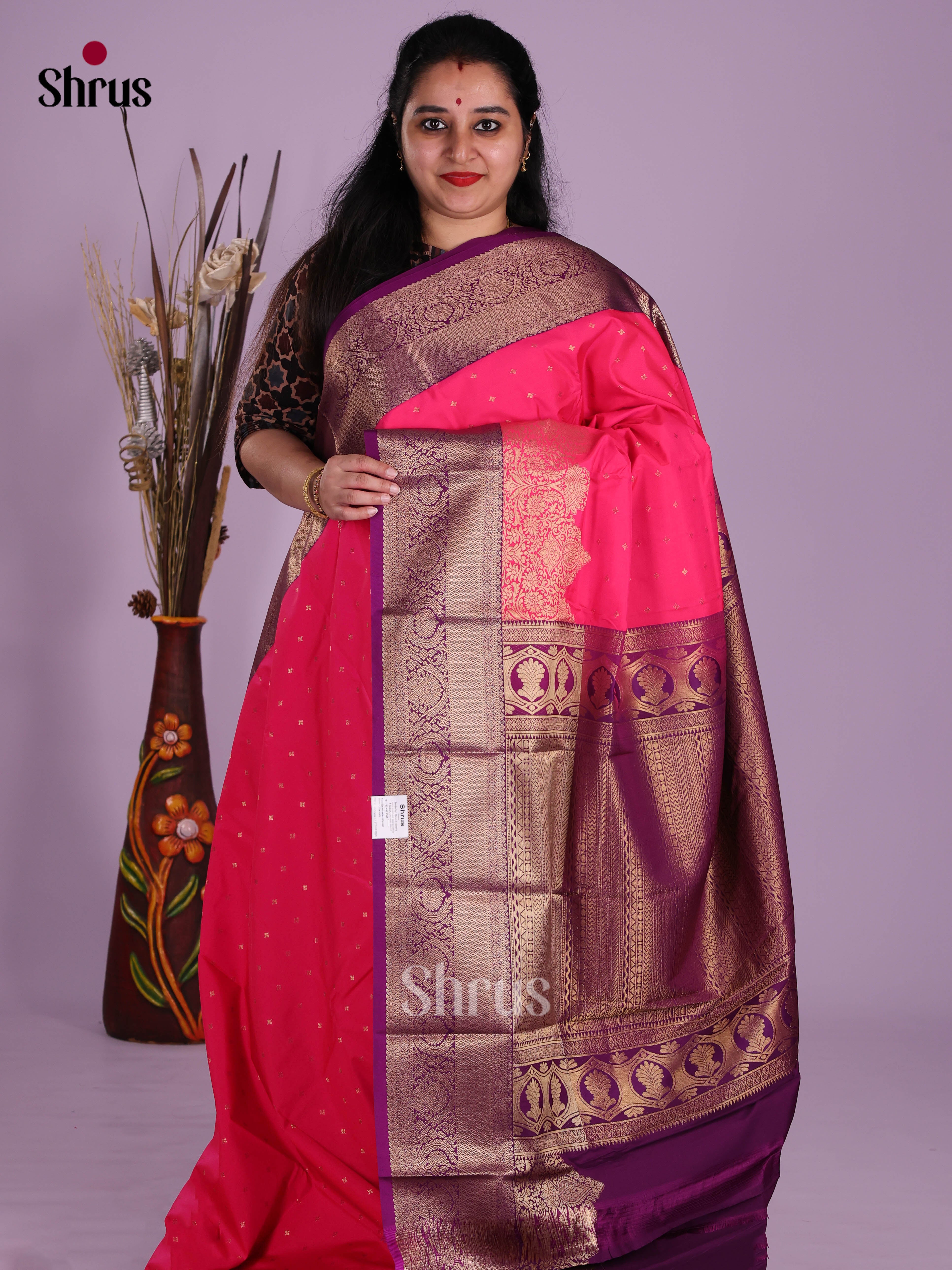 Pink & Violet - Semi Kanchipuram Saree
