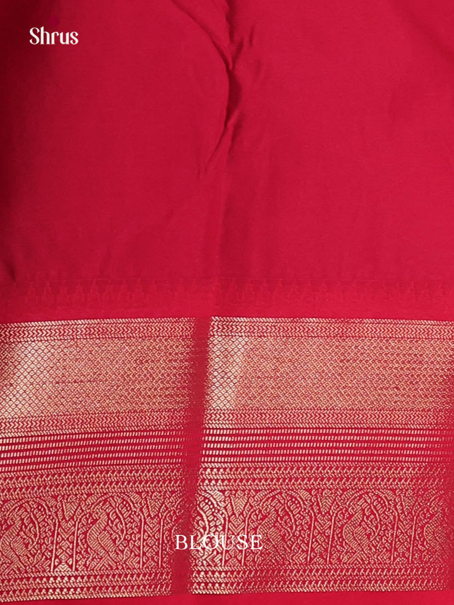 Blue & Red - Semi Kanchipuram Saree