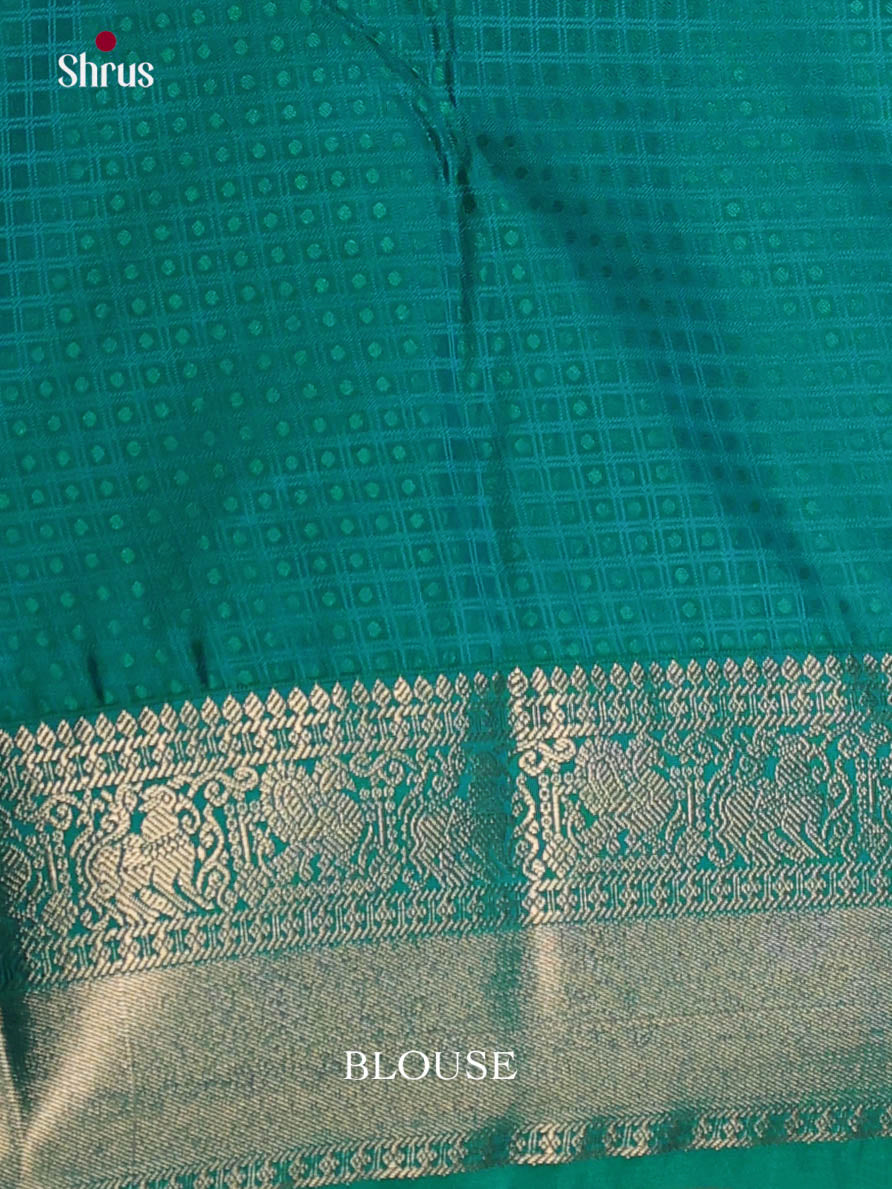 Violet & Green - Semi Kanchipuram Saree - Shop on Shrus.com