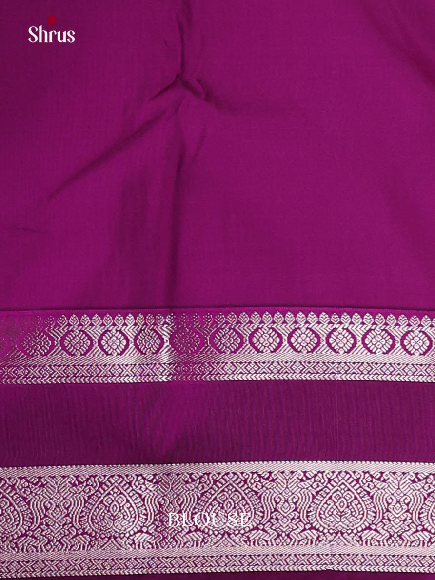 Green & Purple - Semi Kanchipuram Saree - Shop on Shrus.com