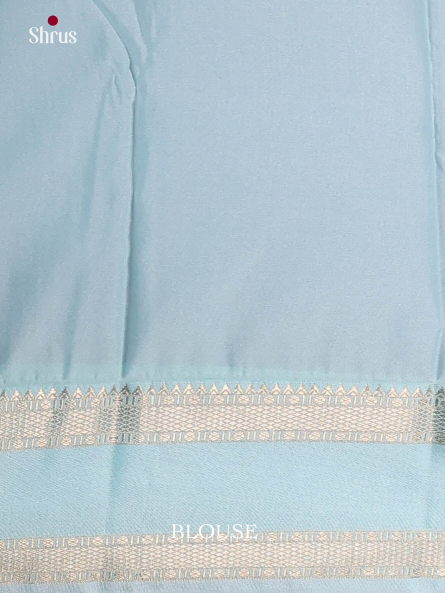 Maroon & Blue - Semi Kanchipuram Saree - Shop on Shrus.com