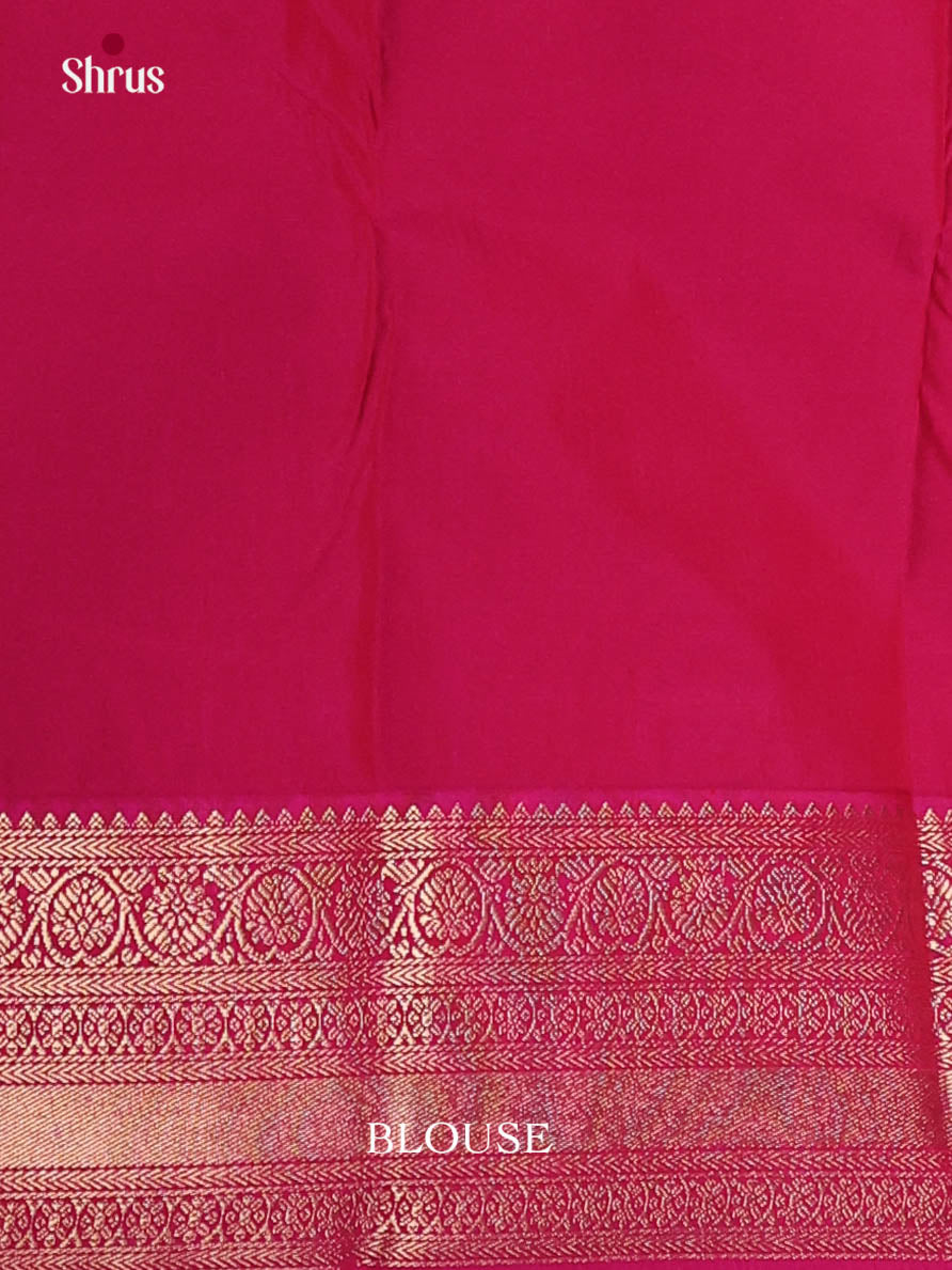 Ice Blue & Pink - Semi Kanchipuram Saree