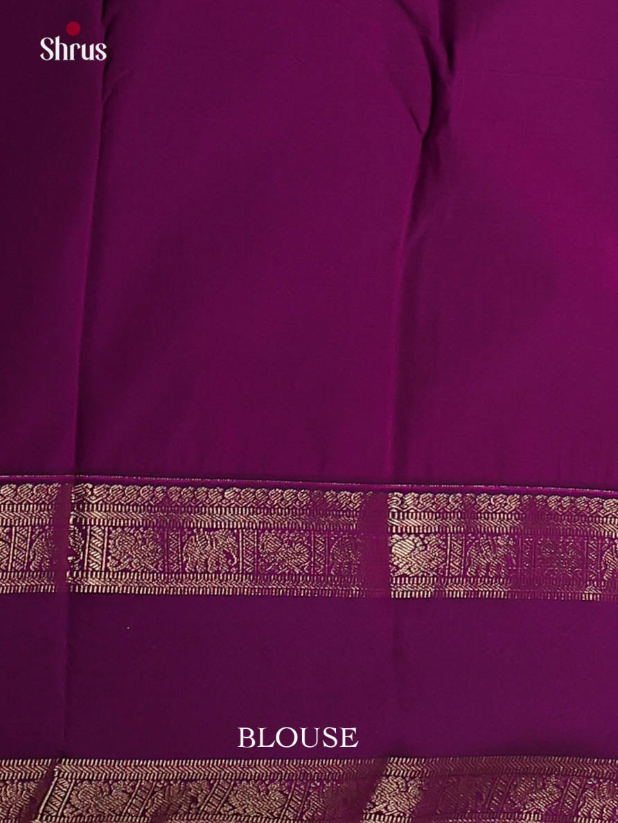 Parrot Green & Violet - Semi Kanchipuram Saree - Shop on Shrus.com