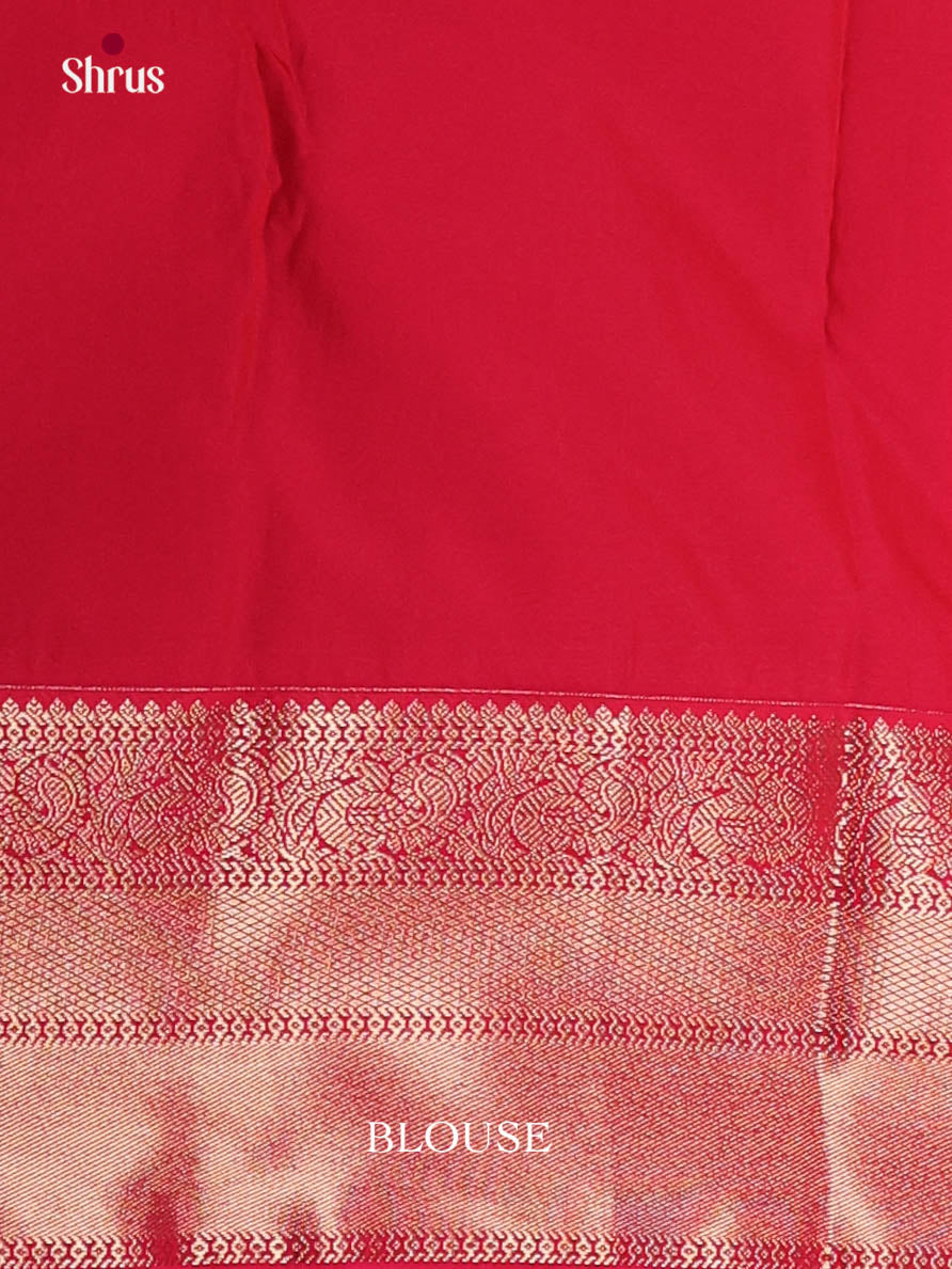 Light Green & Red - Semi Kanchipuram Saree