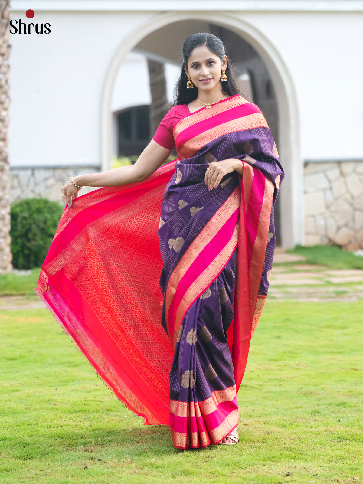 Violet & Pink - Semi Kanchipuram Saree